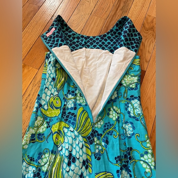LILLY PULITZER Stephanie Koi Fish Print Sleeveless Sheath Dress Womens Sz 4 READ - Picture 6 of 14